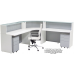 White Curved L Shape Glass Top Reception Desk